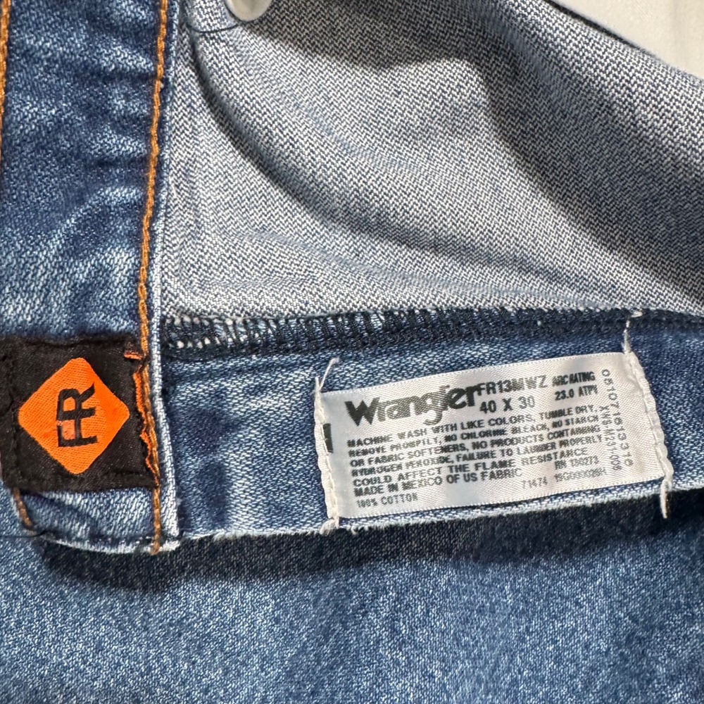 Wrangler Jeans Mens 40x30 Blue FR13MWZ Flame Resistant 13 Original Work Denim - Picture 9 of 16